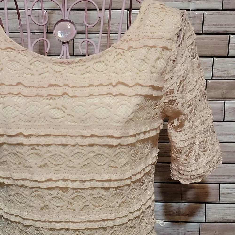 Juniors Blush colored lace skater dress Size S